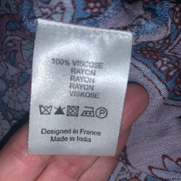 NWOT BLUE BOHEME BOHO GAUZE LAVENDER BLOCK PRINT SHORTS INDIA FRANCE ONE SIZE - Picture 5 of 7